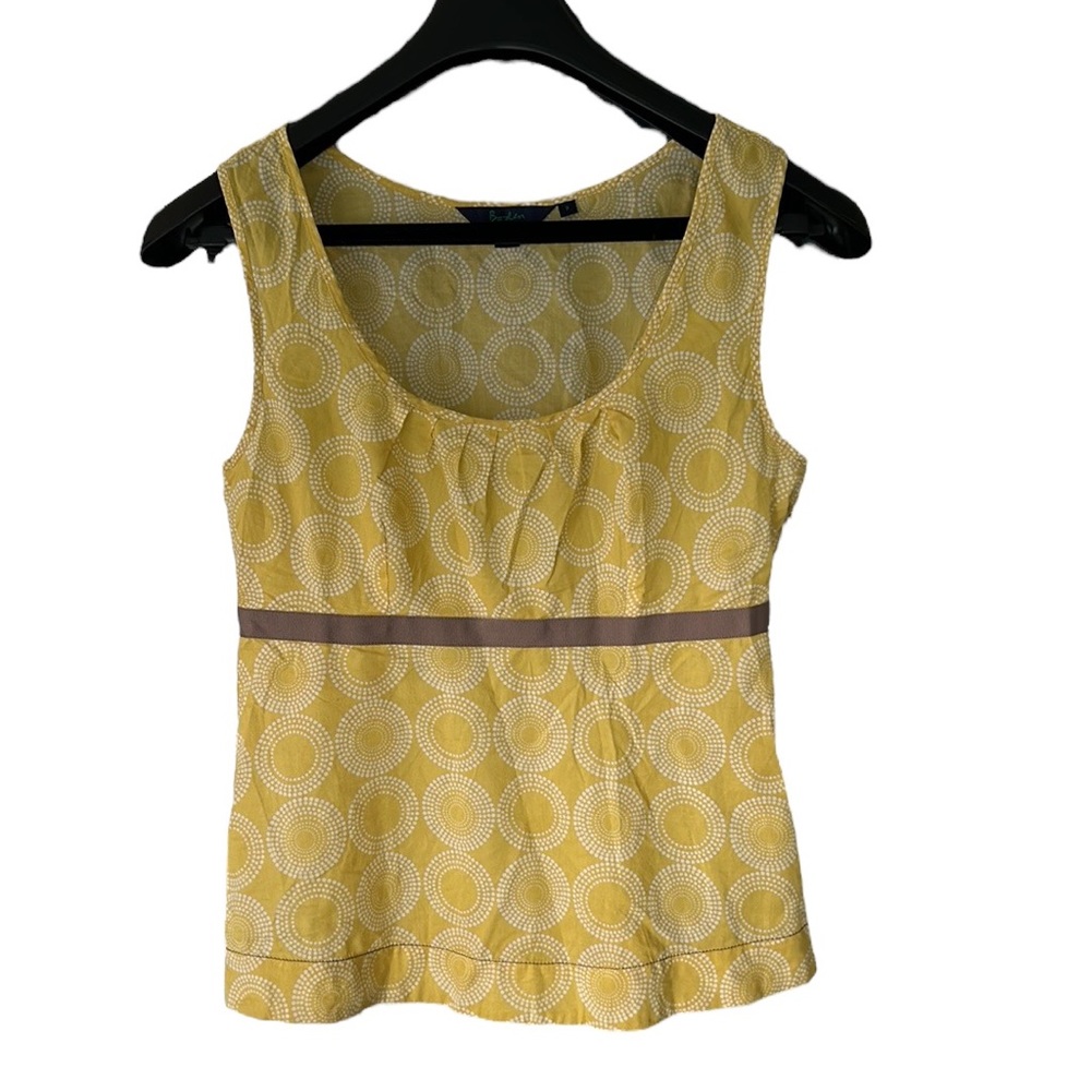 Boden Yellow Geometric Print Ribbon Cropped Tank Top - 4